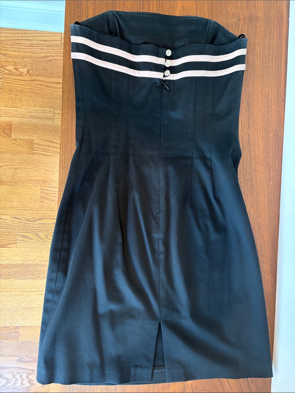 Strapless Black Dress with Light Pink Trim - Picture 3 of 9